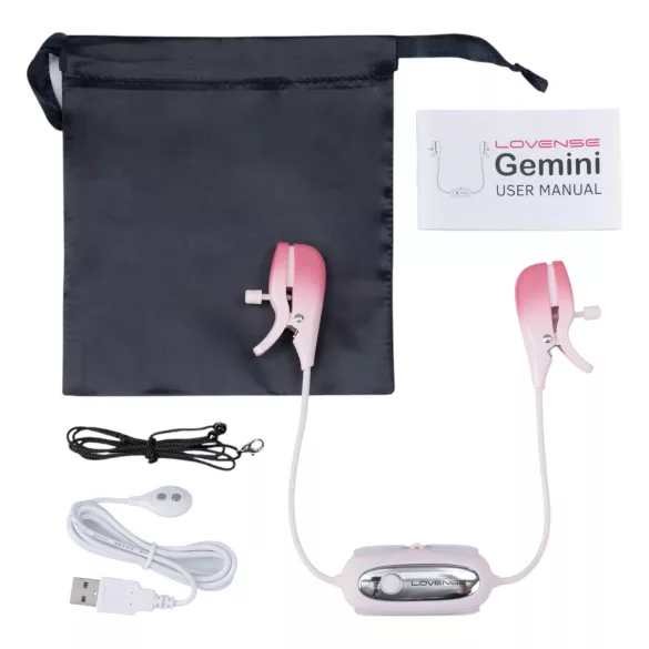 Lovense Gemini - Sovelluksella ohjattava värisevä nännipuristin (pinkki)