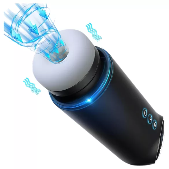 Leopard - masturbaattori ylös-alas liike, imevä, vibraatio - musta