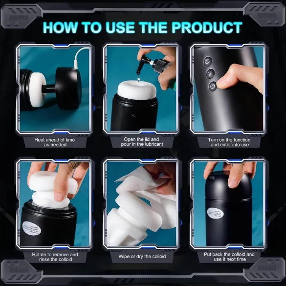 Leopard - masturbaattori ylös-alas liike, imevä, vibraatio - musta