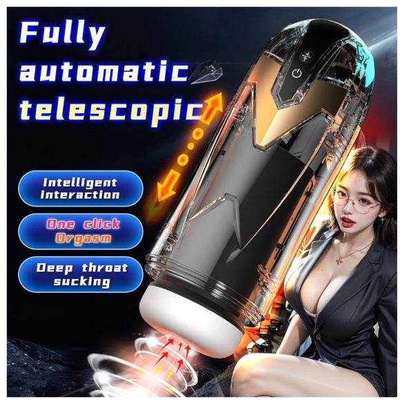 Leopard - työntävä masturbaattori - musta