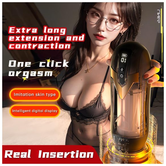 Leopard - työntävä masturbaattori - musta