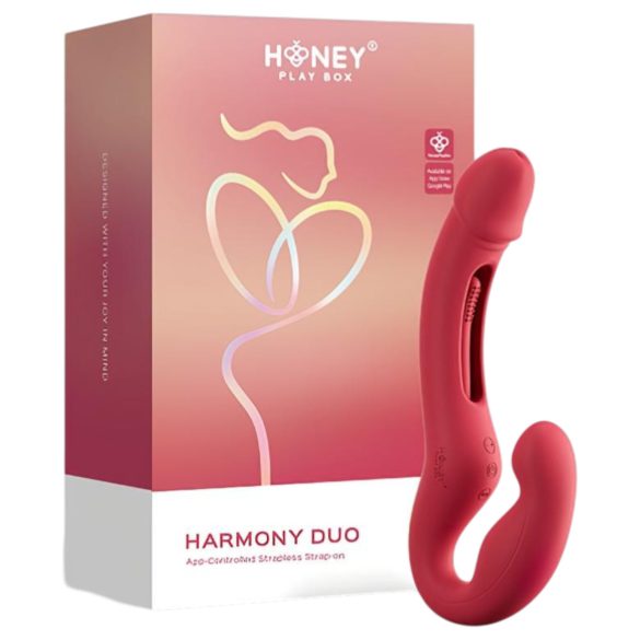 Honey Play Box Harmony Duo - kiihottava sträppäri kielivibraattori - punainen