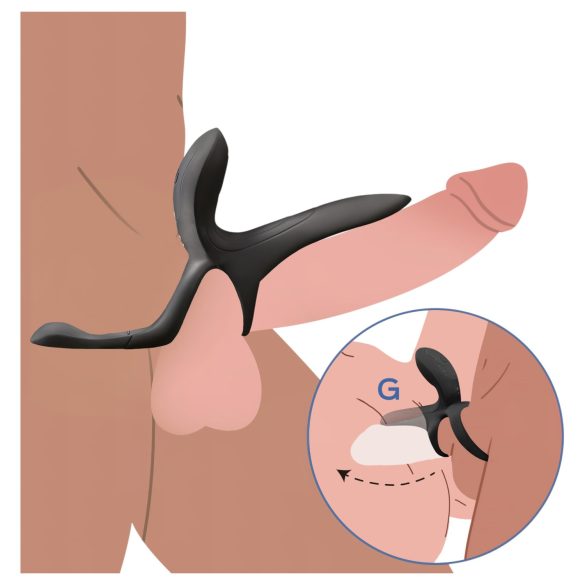 Honey Play Box Pleasure Pivot - älykäs vibraattori penis- ja kivusrengas - musta