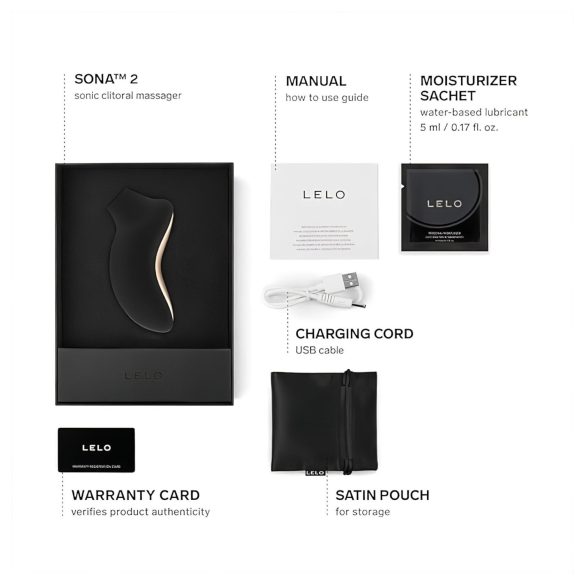 LELO Sona 2 - klitoriskiihotin - ääniaallot - musta