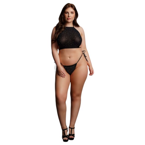 Le Désir Plus Size - bileasutus strasseilla - musta - XL-3XL