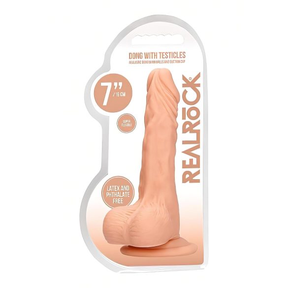 RealRock Dong 7 - aidontuntuinen, kivestinen dildo (17cm) - luonnollinen