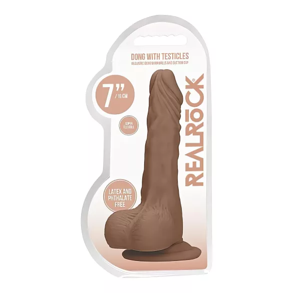RealRock - Dildo kiveysten kanssa - realistinen, 17 cm - tumma natur