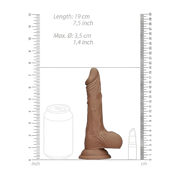 RealRock - Dildo kiveysten kanssa - realistinen, 17 cm - tumma natur
