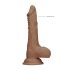 RealRock Dong 8 - aidon tuntuinen, kiveksellinen dildo (20cm) - tumma luonnonsävy