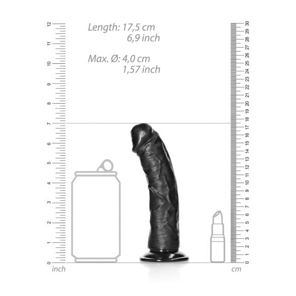 RealRock - aidon tuntuinen kiinnitettävä dildo - 15,5cm (musta)