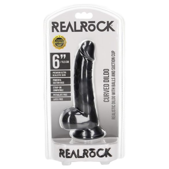 RealRock - realistinen dildo imukupilla - 15,5 cm - musta