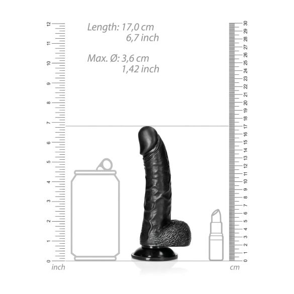 RealRock - realistinen dildo imukupilla - 15,5 cm - musta