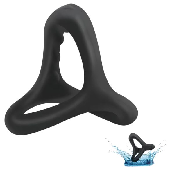 Penis- ja kivestenrengas - nystyräpinta - silikoni - musta