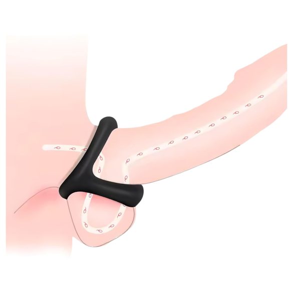 Penis- ja kivestenrengas - nystyräpinta - silikoni - musta