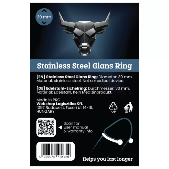 Rozsdamentes - peniksen rengas - viivästyttää siemensyöksyä - metalli 30mm