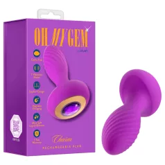   Oh My Gem - vibraattori anustappi jalokivellä - silikoni lila