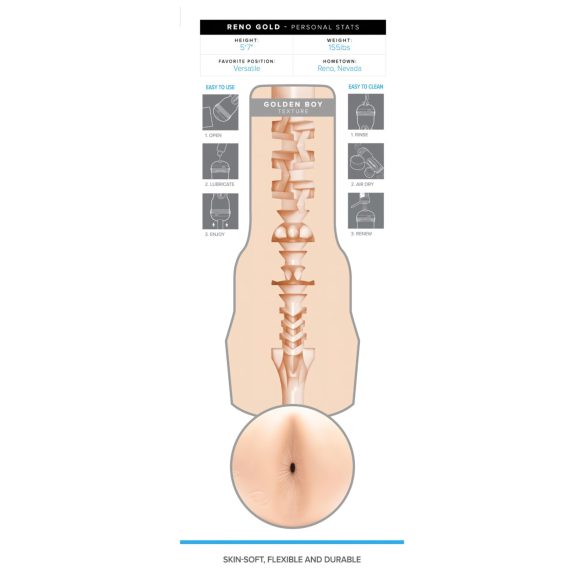 Fleshjack Reno Gold - aito anaalimasturbaattori - luonnollinen