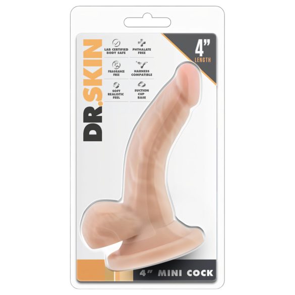 Dr. Skin 4 - realistinen dildo imukupilla ja kiveksillä - beige 12cm