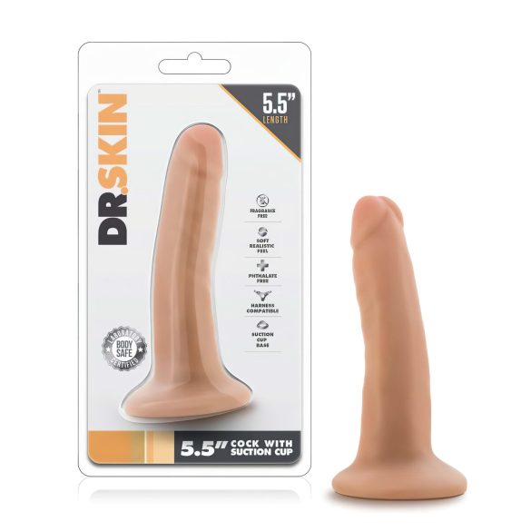 Dr. Skin 5,5 - realistinen dildo imukupilla - vaalea 14 cm