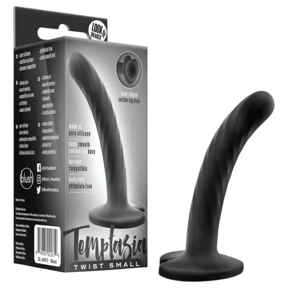 Temptasia Twist Small - imukupilla varustettu, kiertyvä dildo (musta)