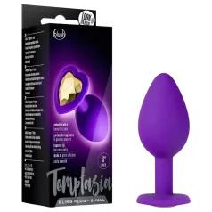  Temptasia S - kultakivinen, sydänkoristeinen anustappi (violetti) - pieni