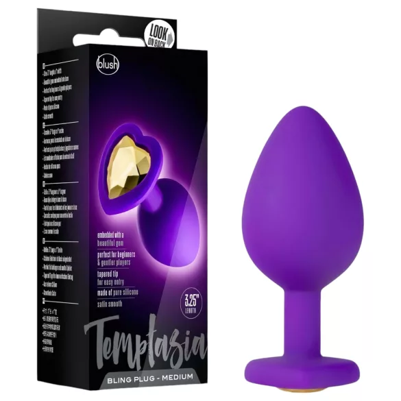 Temptasia M - anustappi sydän koriste kivillä - violetti - keskikoko