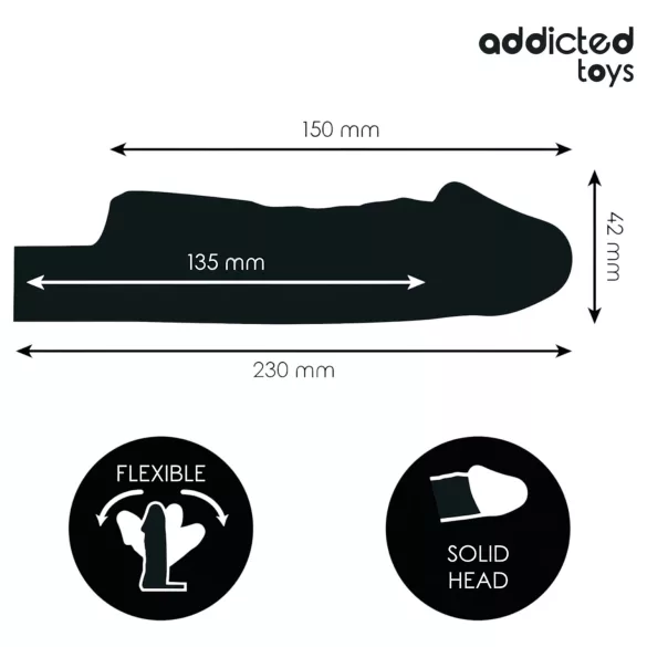 Addicted Toys - penis sleeve ja kivesten rengas - 23 cm - läpinäkyvä