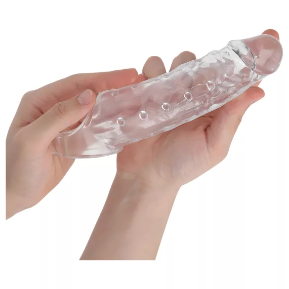 Addicted Toys - penis sleeve ja kivesten rengas - 23 cm - läpinäkyvä