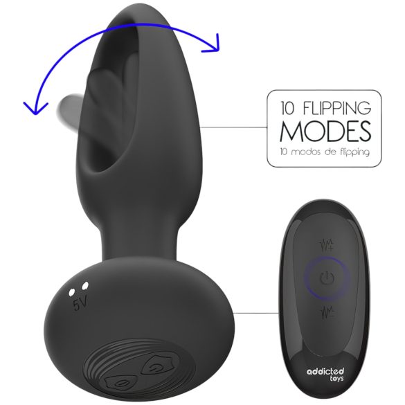 Addicted Toys - anaalivibraattori liikkuvalla kielellä - musta