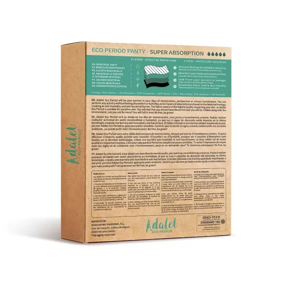 Adalet Natura Super - kuukautisalushousut - musta