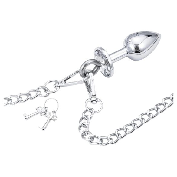 LateToBed - BDSM käsiraudat anustapilla - metalli hopea