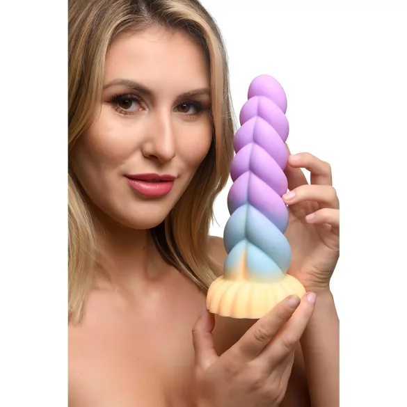 Creature Cocks Mystique - yksisarvisdildo 21cm - violetti-keltainen