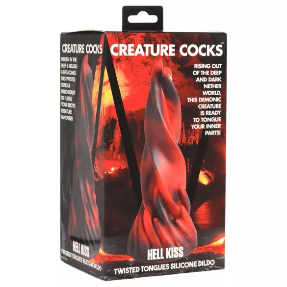 Creature Cocks Hell Kiss - kierteinen silikonidildo - 19 cm (punainen)
