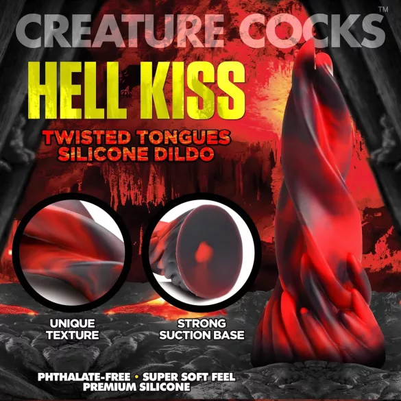 Creature Cocks Hell Kiss - kierteinen silikonidildo - 19 cm (punainen)