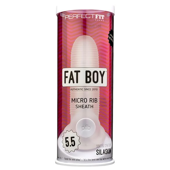 Fat Boy Micro Ribbed - peniksen jatke (15 cm) - valkoinen