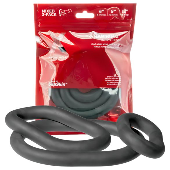 Perfect Fit Ultra Wrap - paksu penisrengas setti - musta (3 kpl)