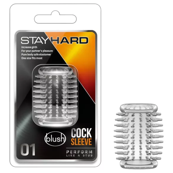 Stay Hard - peniksen pituuden pidennin nystyröillä - läpinäkyvä