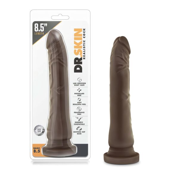 Dr. Skin 8,5 - realistin ruskea dildo, imukuppi (20,5cm)