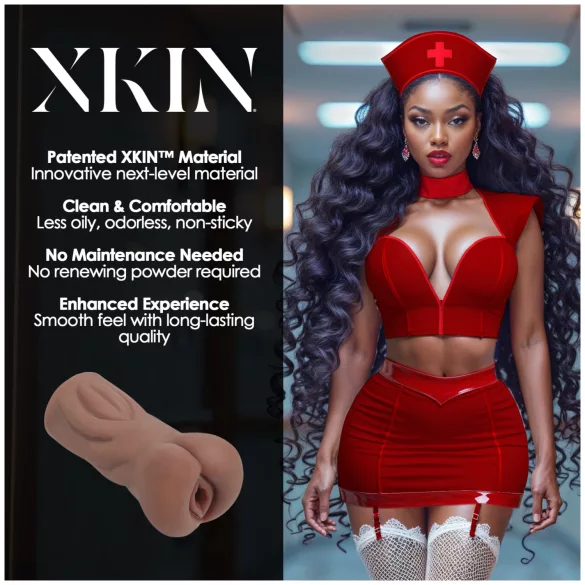 XKIN Naughty Nurse Riley - aidonnäköinen tekovagina-masturbaattori (tumma luonnollinen sävy)