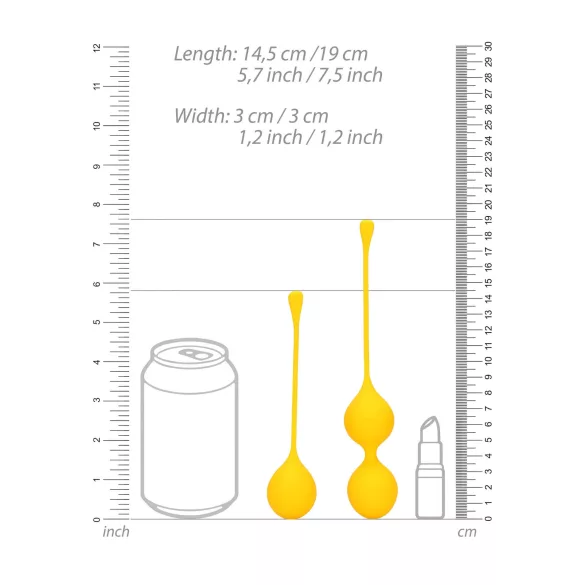 Loveline - geishakuulasetti - 2 osaa - silikoni - keltainen
