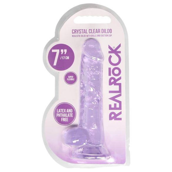 REALROCK - läpinäkyvä realistinen dildo - violetti (17 cm)