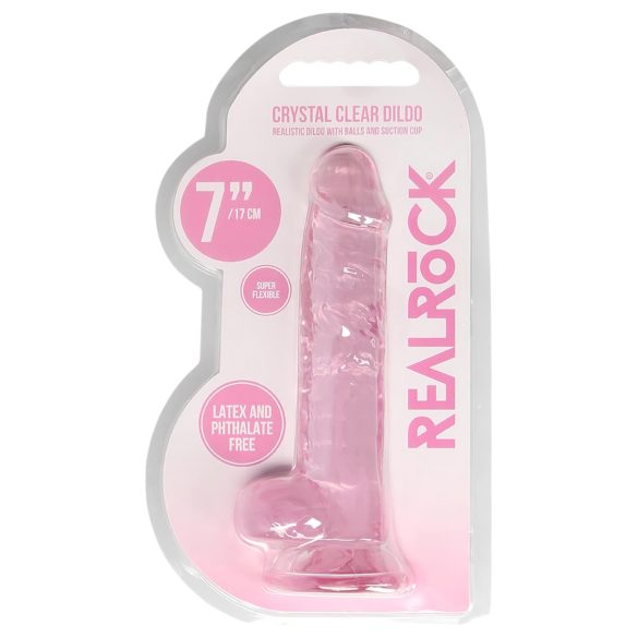 REALROCK - läpinäkyvä realistinen dildo - pinkki (17 cm)