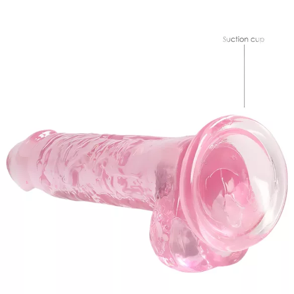 RealRock - läpinäkyvä realistinen dildo - pinkki 17cm