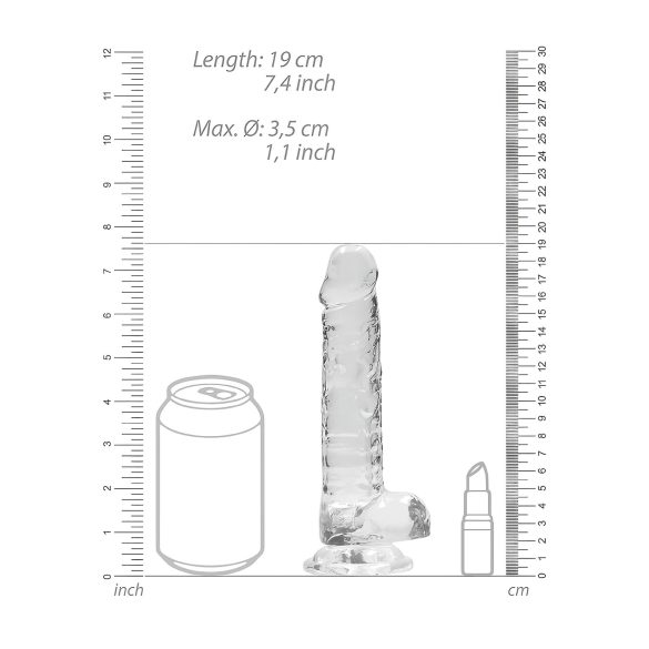 RealRock - realistinen dildo - läpinäkyvä 17cm