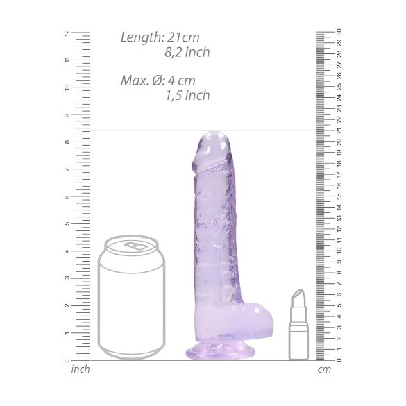 RealRock - läpinäkyvä realistinen dildo - violetti 19cm
