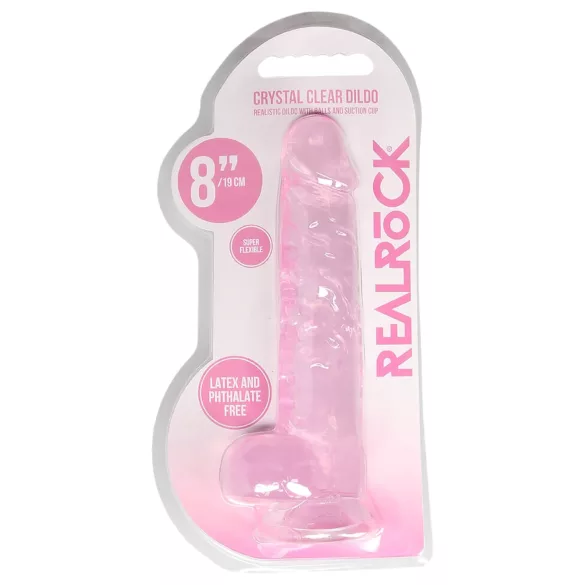 RealRock - realistinen dildo - läpinäkyvä pinkki 19cm