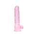 REALROCK - läpinäkyvä elävä dildo - pinkki (19 cm)