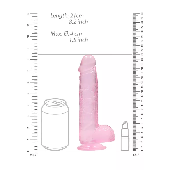 RealRock - realistinen dildo - läpinäkyvä pinkki 19cm