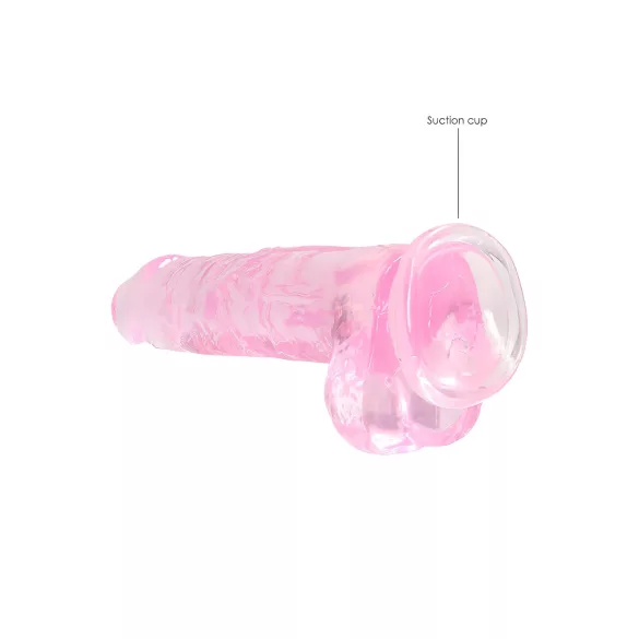 RealRock - realistinen dildo - läpinäkyvä pinkki 19cm