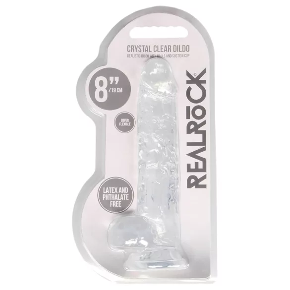 RealRock - realistinen dildo - läpinäkyvä - 19 cm